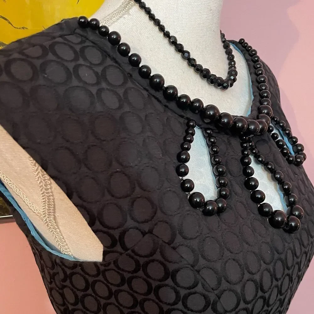 Donna Ricco Black Bead Embellished Three Keyhole Neckline Sheath Dress - Picture 3 of 12